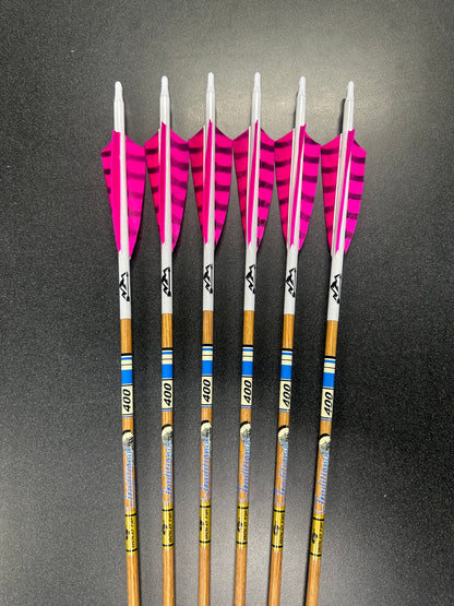 Custom Hi-Viz Gold Tip XT Traditional 400 Arrows (6)