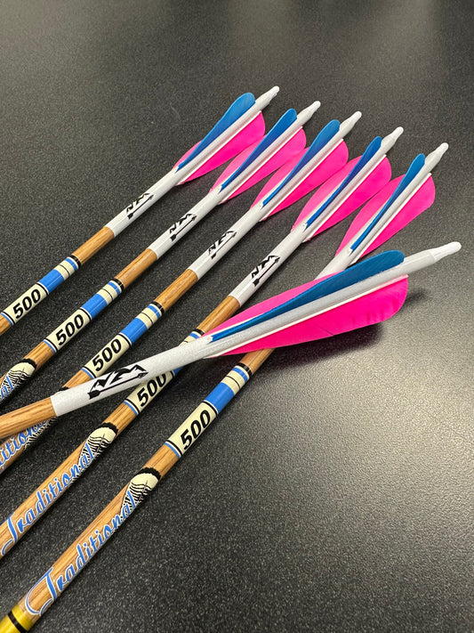 Custom Hi-Viz Gold Tip XT Traditional 500 Arrows (6)