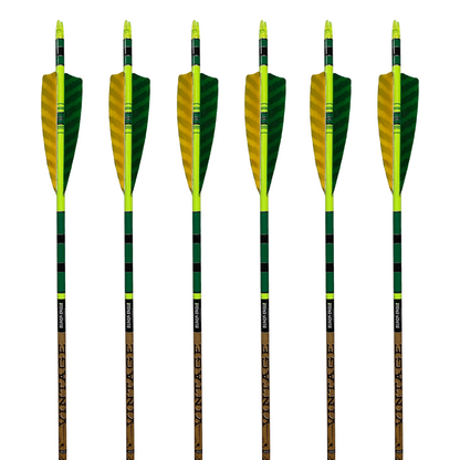 Black Eagle Vintage Carbon Arrows -  Green/ Yellow - 6-pack